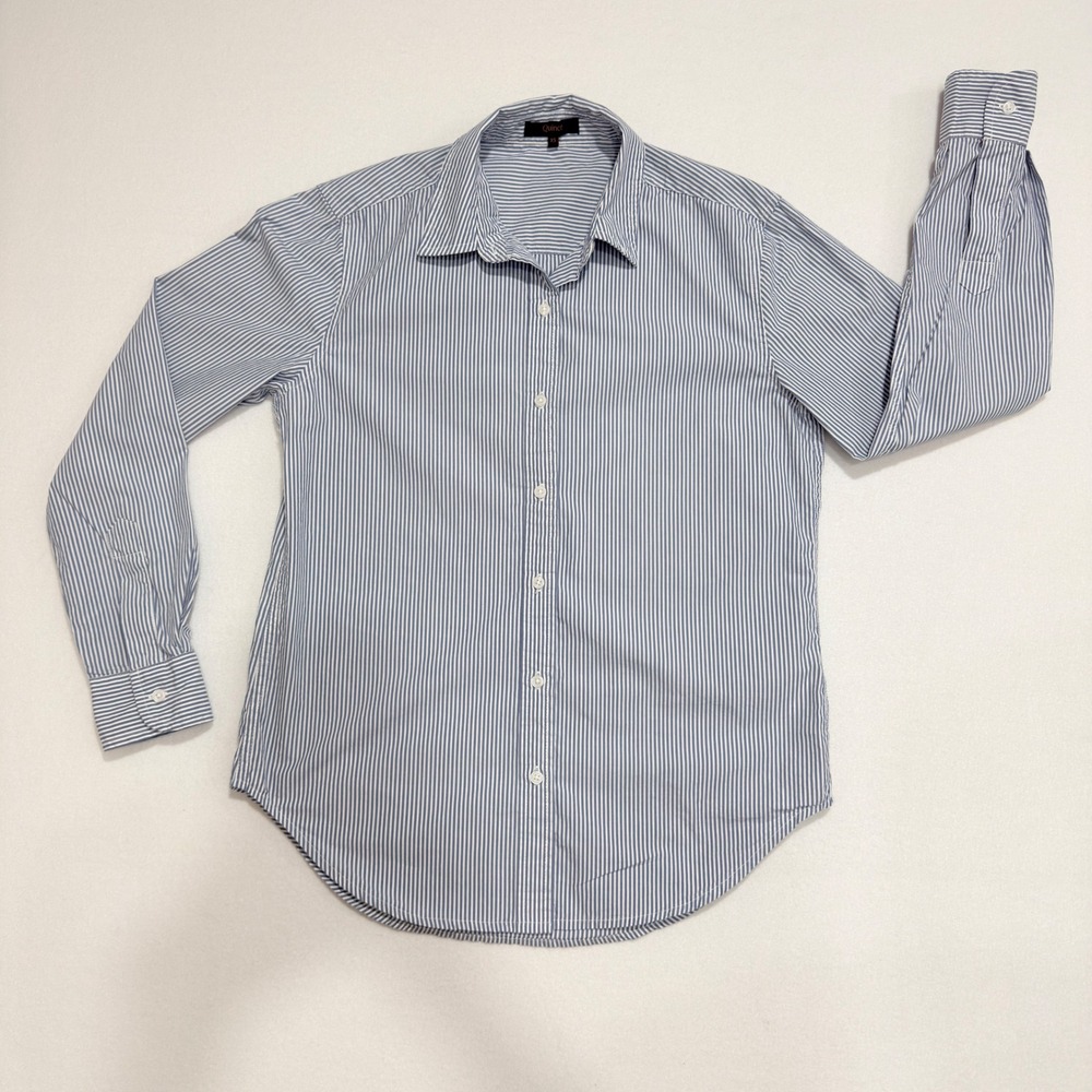 Quince Button Down Shirt XS Blue White Striped Coastal Preppy Minimalist Office